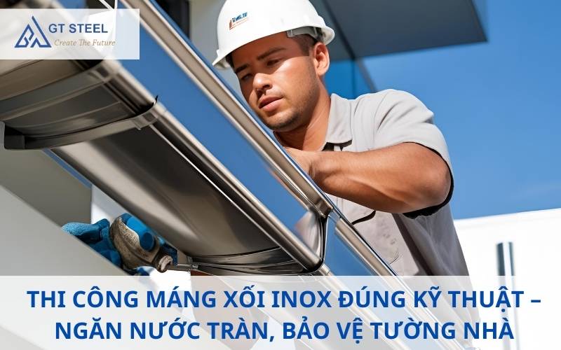 thi công máng xối inox